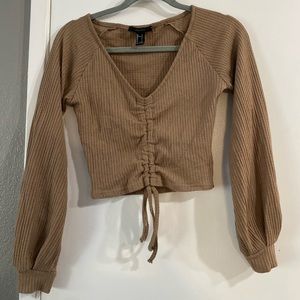 Cropped tan blouse